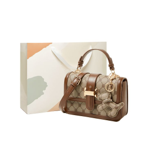 15 MINS PVC Shoulder Bag, Crossbody Bag Small Women's Coffee
