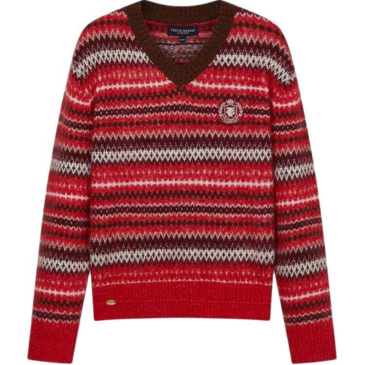 Teenie Weenie Knitwear Women's Red V Neck Moderate
