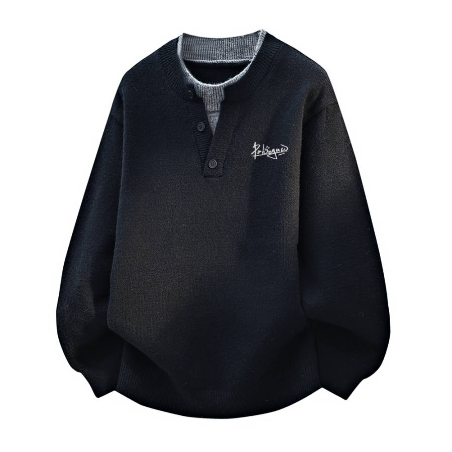 PAL ONGACO Knitwear Unisex Henry Collar Thickened And Fleece Lined