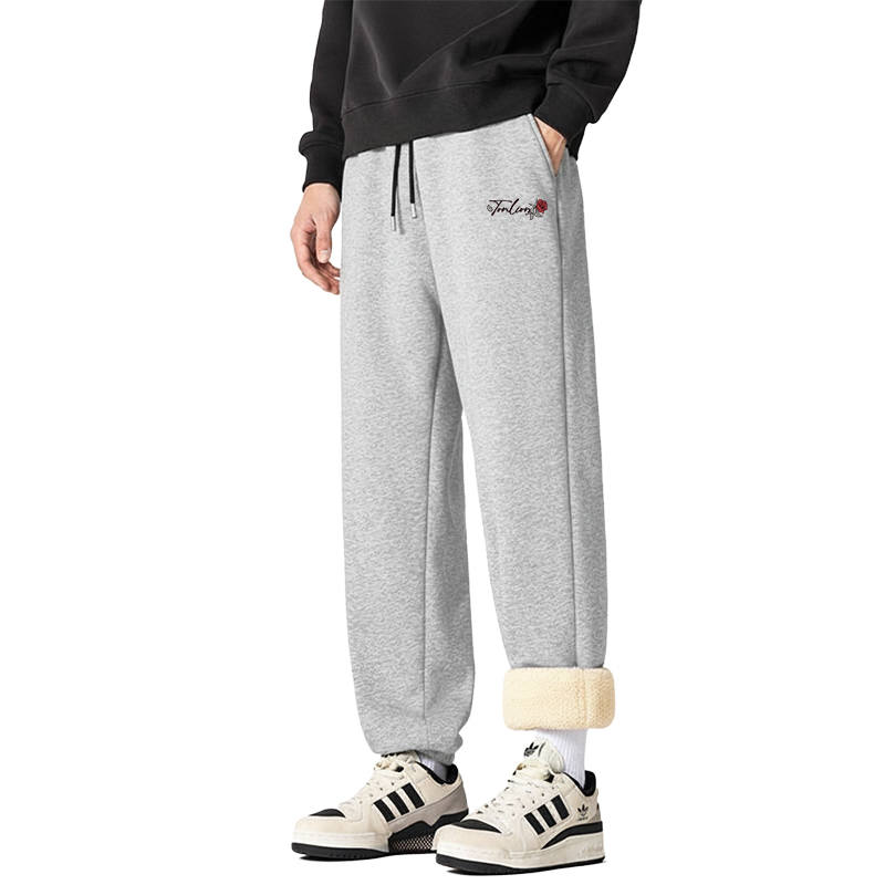 Tonlion Casual Pants Unisex Thickened And Fleece Lined Cuffed Pants