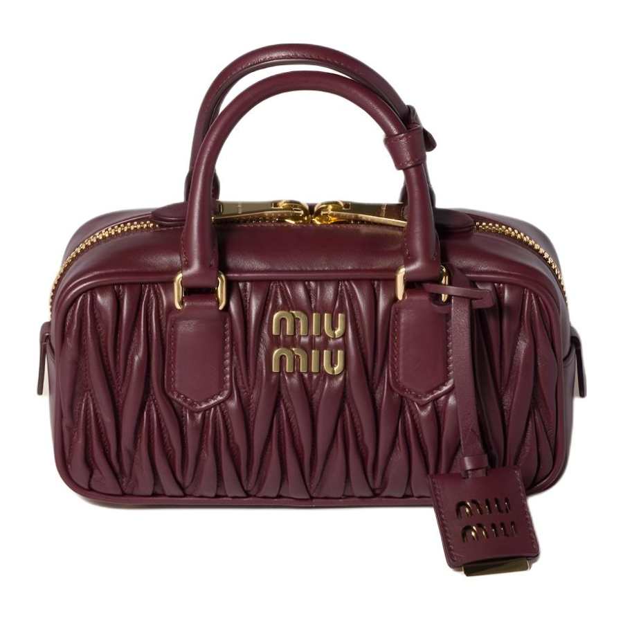 MIU MIU Arcadie Lambskin Handbag Women's Burgundy