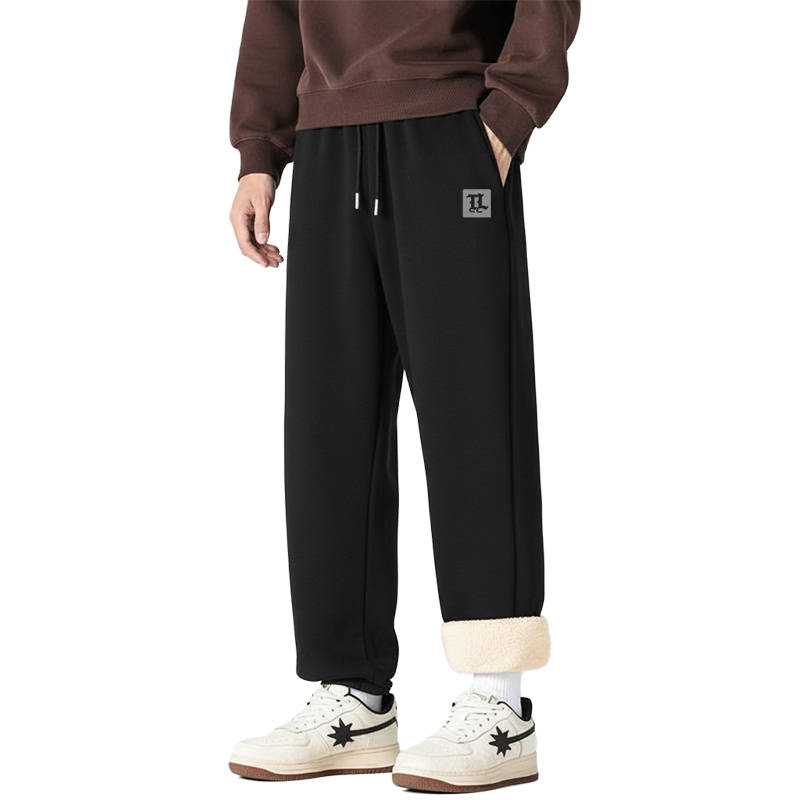 Tonlion Casual Pants Unisex Thickened And Fleece Lined Cuffed Pants