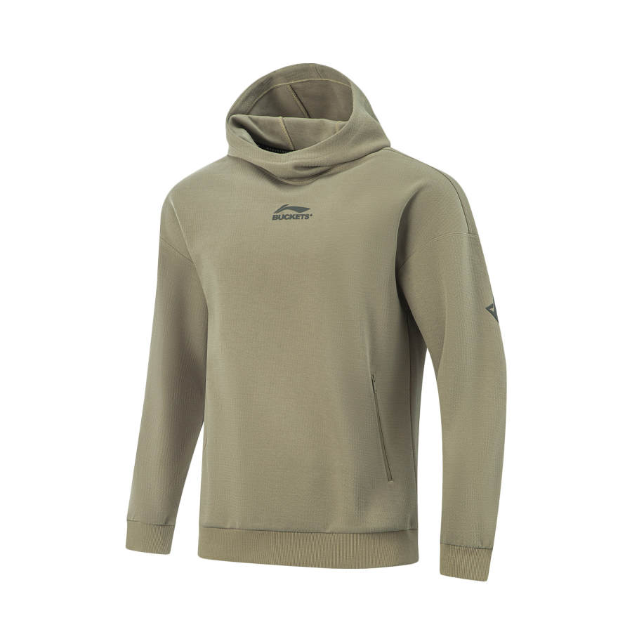 Li-Ning Li Ning Sweatshirts Men's Solo Green Hooded Moderate Regular