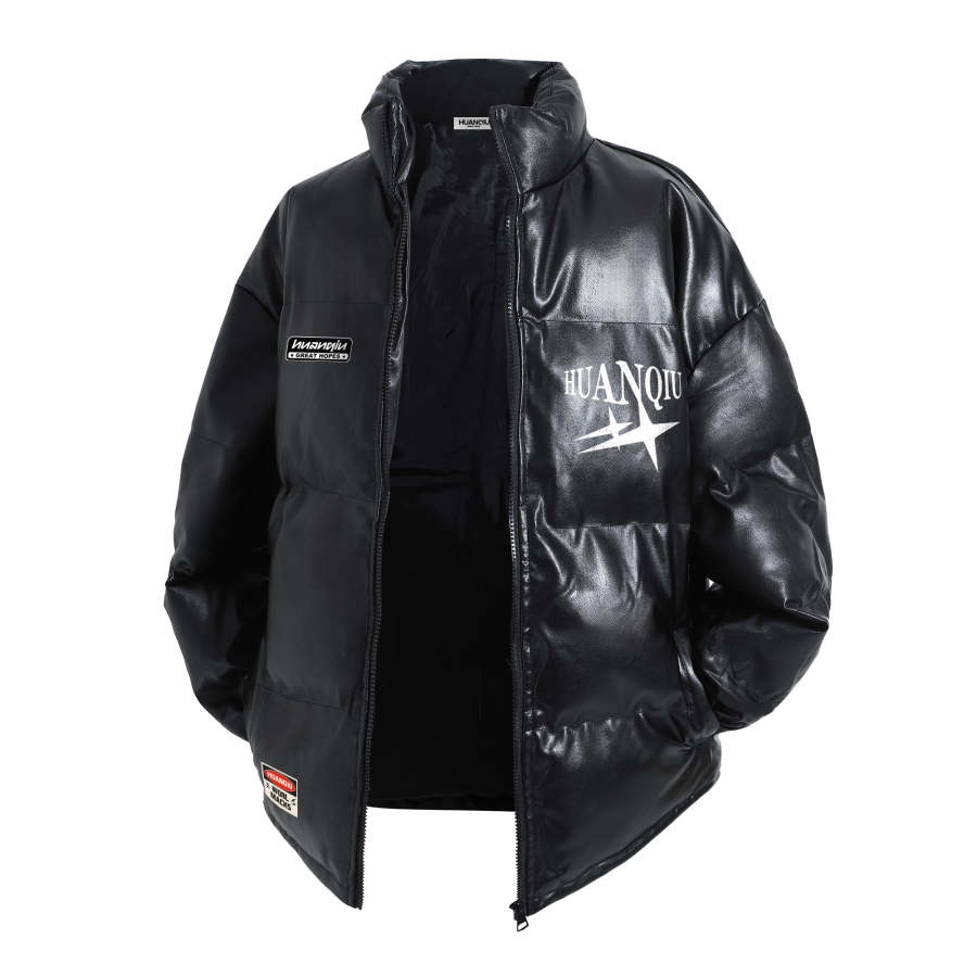 HUANQIU Puffer Jackets Unisex Stand Collar Thickened Padded Puffer Jacket