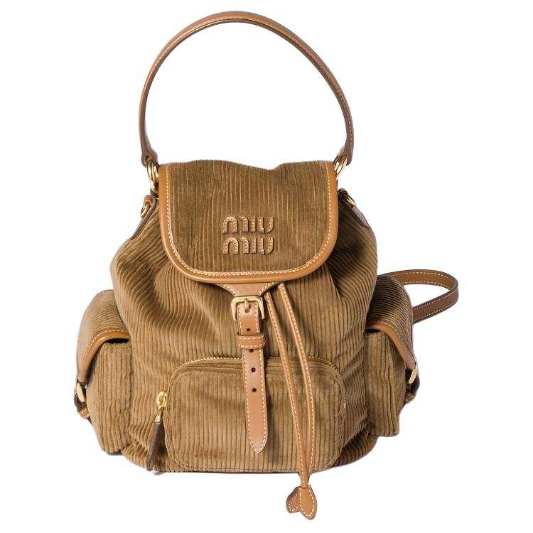 MIU MIU MIU MIU Fabric Backpack Women's Cinnamon