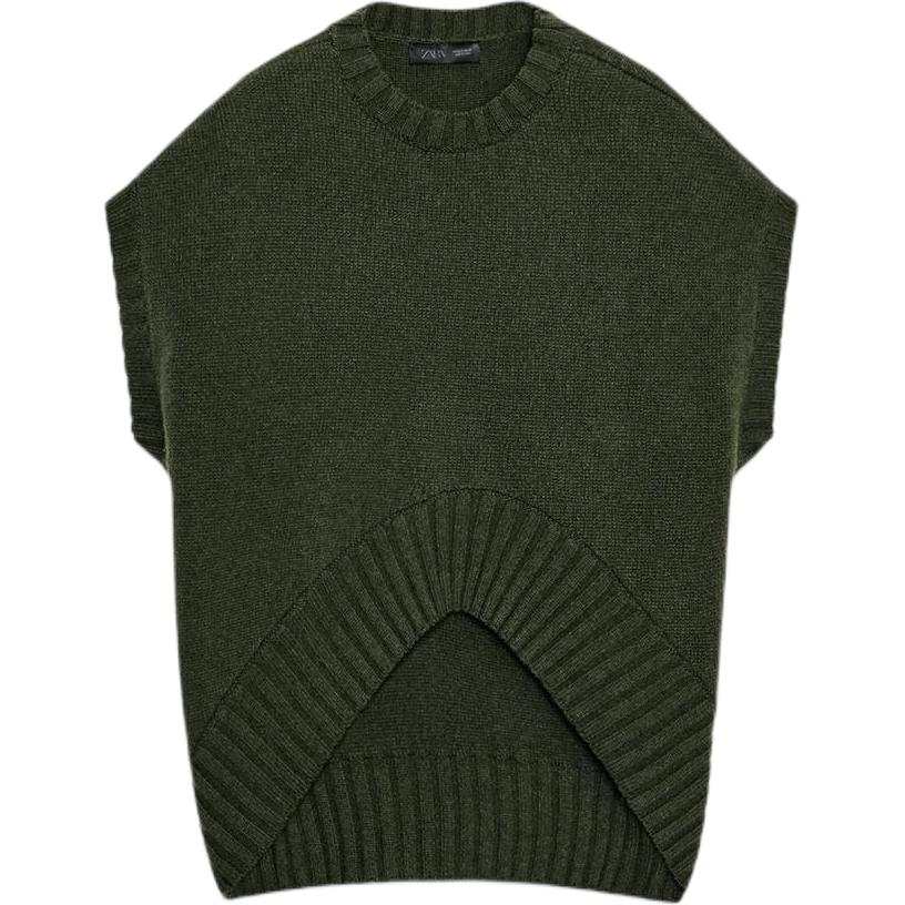 ZARA Tank Tops Women's Green Crew Neck Moderate Other