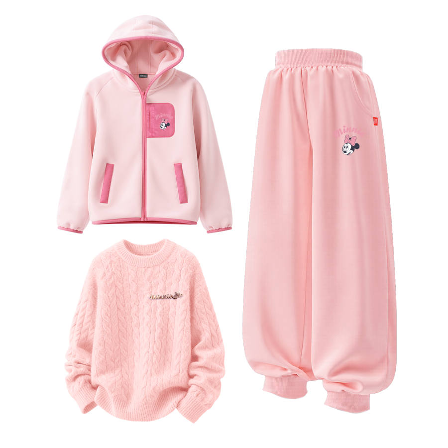Disney Kids Casual Sportswear Crew Neck Thickened And Fleece Lined