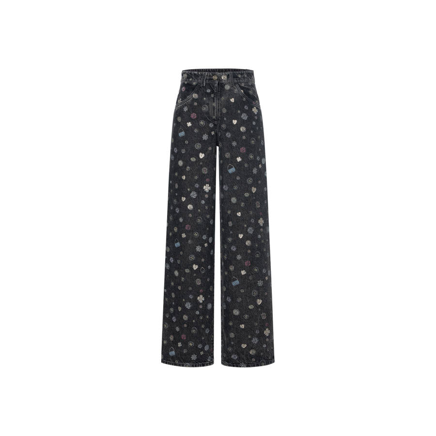 CHANEL Jeans Women's Gray Moderate Straight Fit Pants