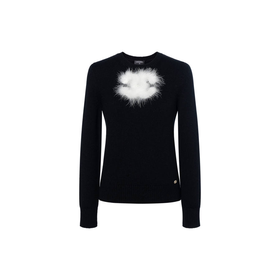 CHANEL Sweaters Women's Black Crew Neck Moderate Other