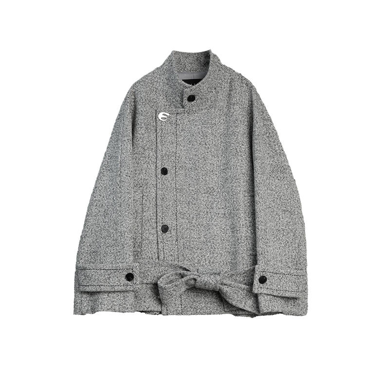 ELLE ELLE Coats Women's Medium Gray Stand Collar Moderate