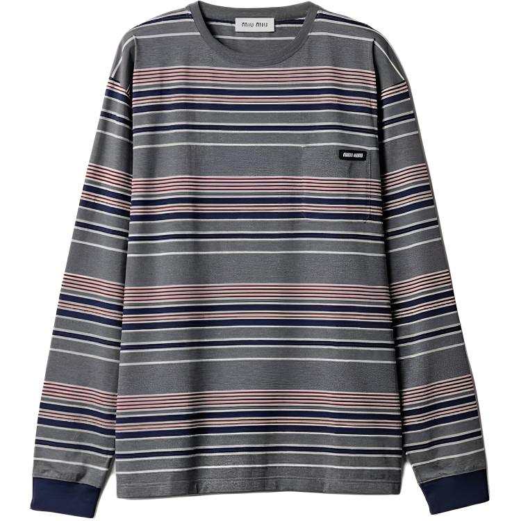 MIU MIU T Shirts Women's Gray Blue Crew Neck Moderate
