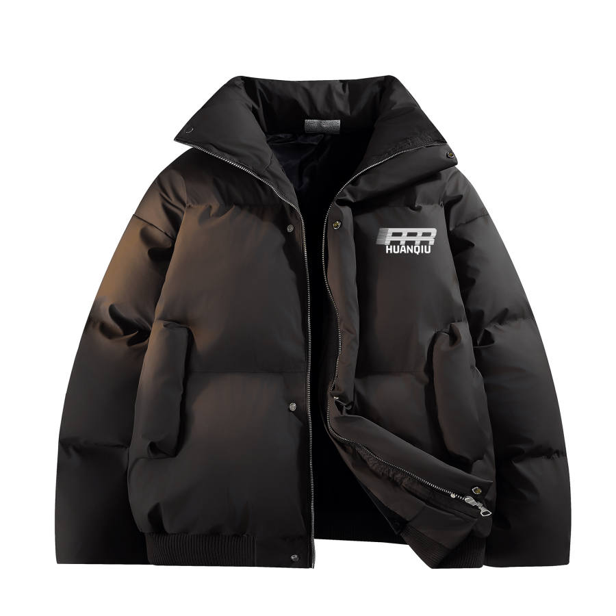 HUANQIU Puffer Jackets Unisex Stand Collar Moderate Padded Puffer Jacket