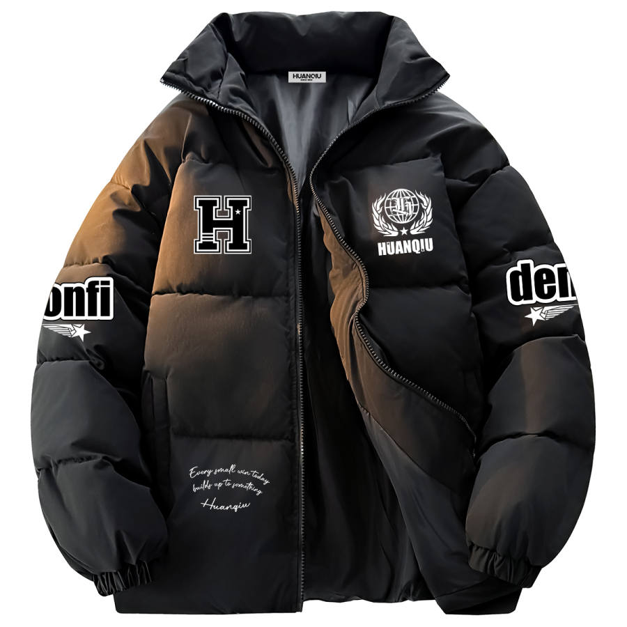 HUANQIU Puffer Jackets Unisex Stand Collar Fleece Lined Padded Puffer Jacket