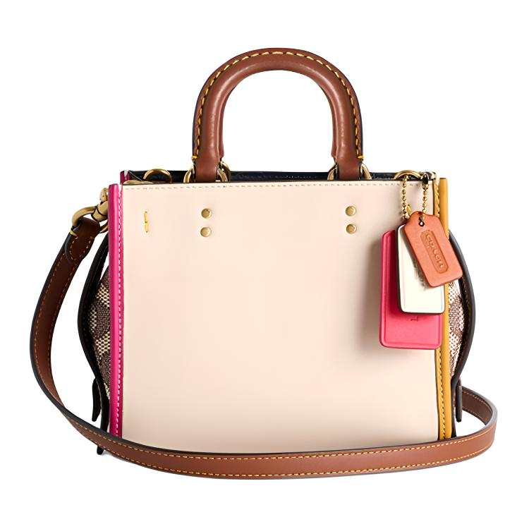 COACH Rogue Cow Leather Tote Bag, Shopping Bag, Shoulder Bag, Handbag Small Women's Dark Pinewood
