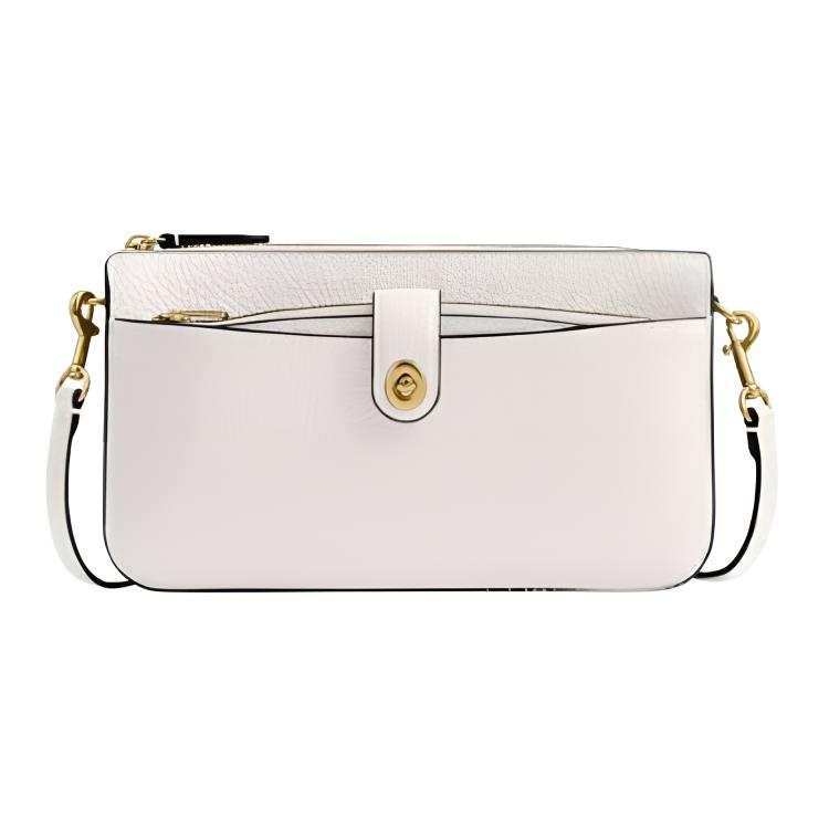 COACH Polished Pebble Leather Crossbody Bags Small Women's Pink White