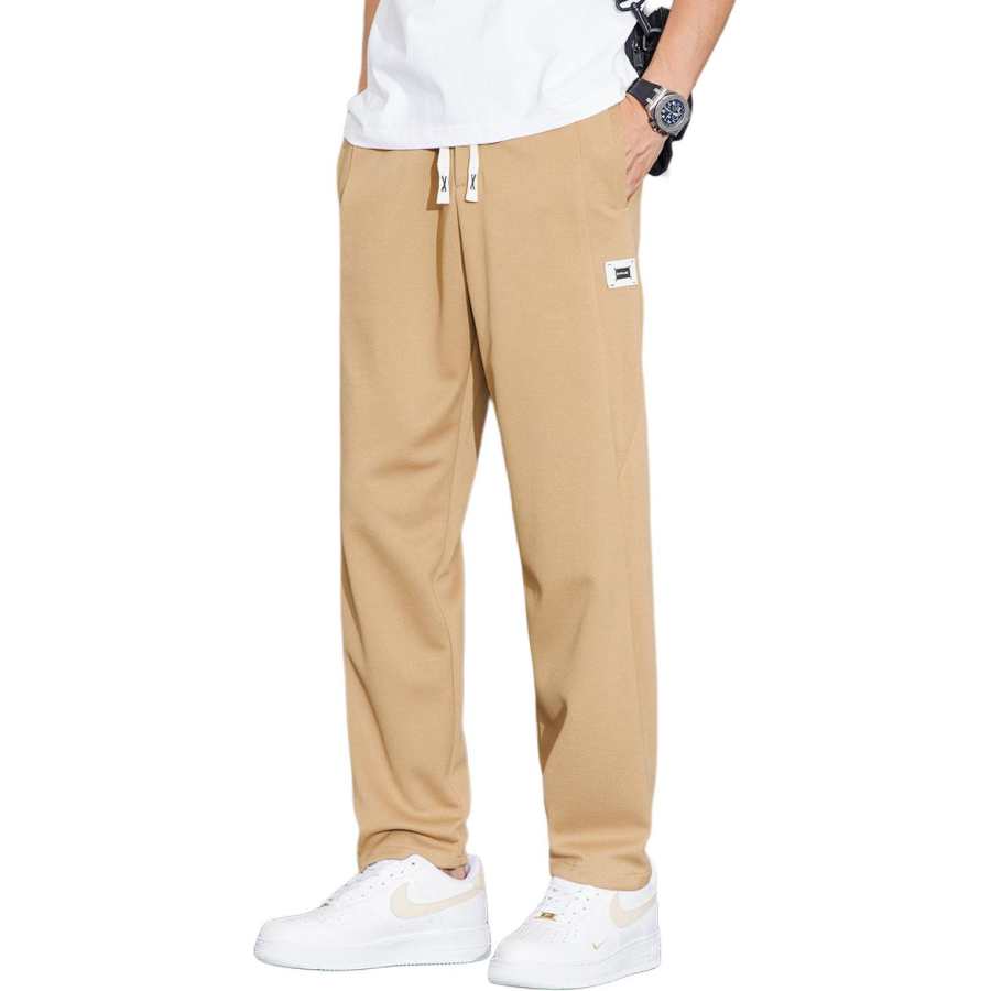Tonlion Casual Pants Unisex Dark Khaki Moderate Straight Fit Pants