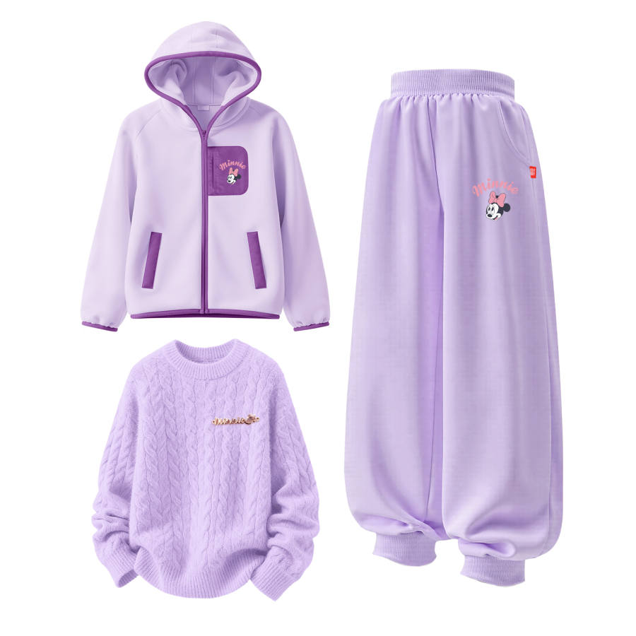 Disney Kids Casual Sportswear Crew Neck Thickened And Fleece Lined