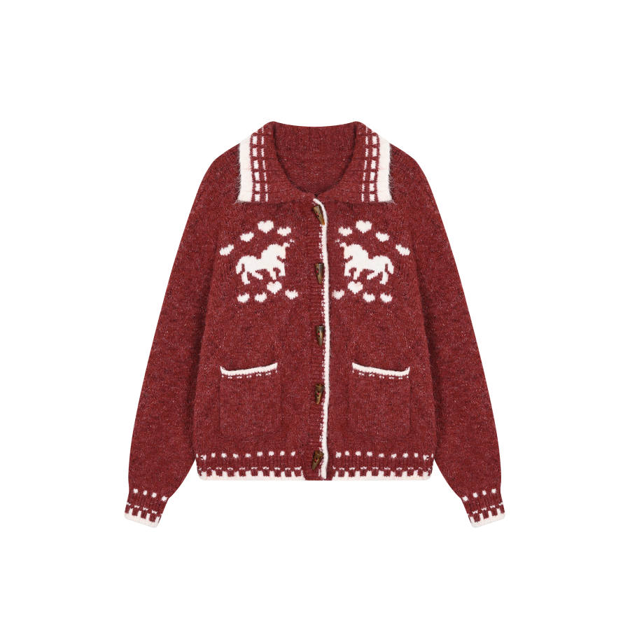Umoumo Sweaters Women's Lapel Thickened Cardigan