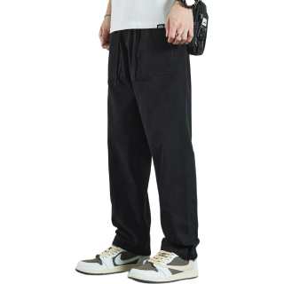 Tonlion Casual Pants Unisex Black Moderate Straight Fit Pants