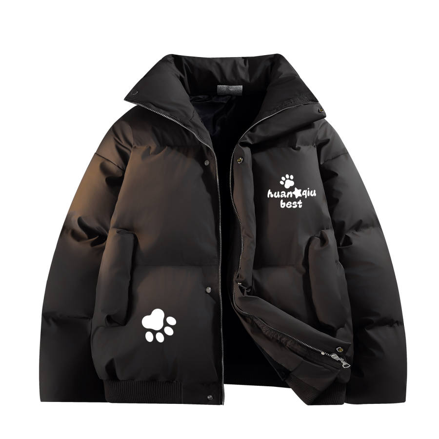 HUANQIU Puffer Jackets Unisex Stand Collar Moderate Padded Puffer Jacket