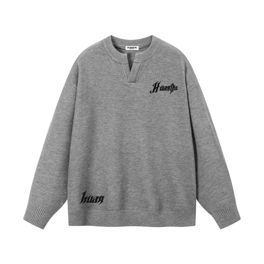HUANQIU Knitwear Unisex V Neck Moderate