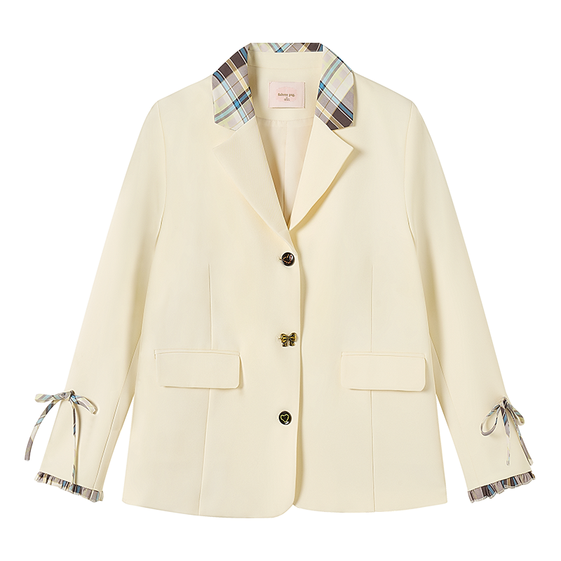 FABRIC PIG Jackets Women's Apricot Coat Suit Collar Moderate Mock Two Piece