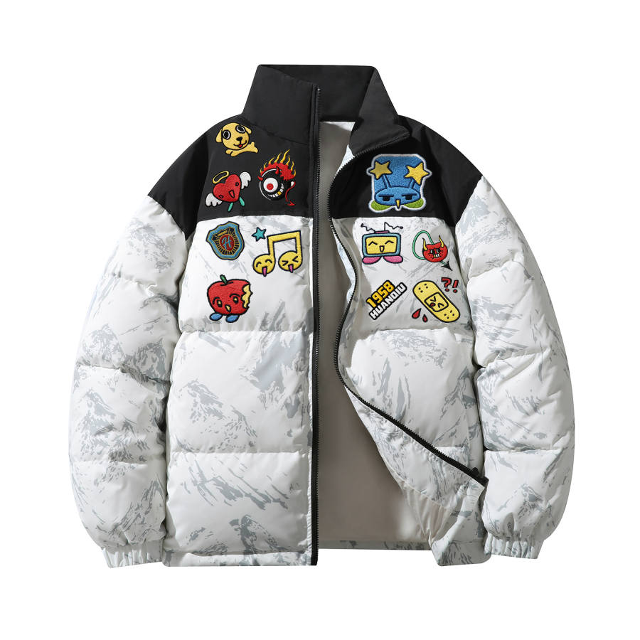 HUANQIU Down Jackets Unisex Stand Collar Thickened Puffer Jacket
