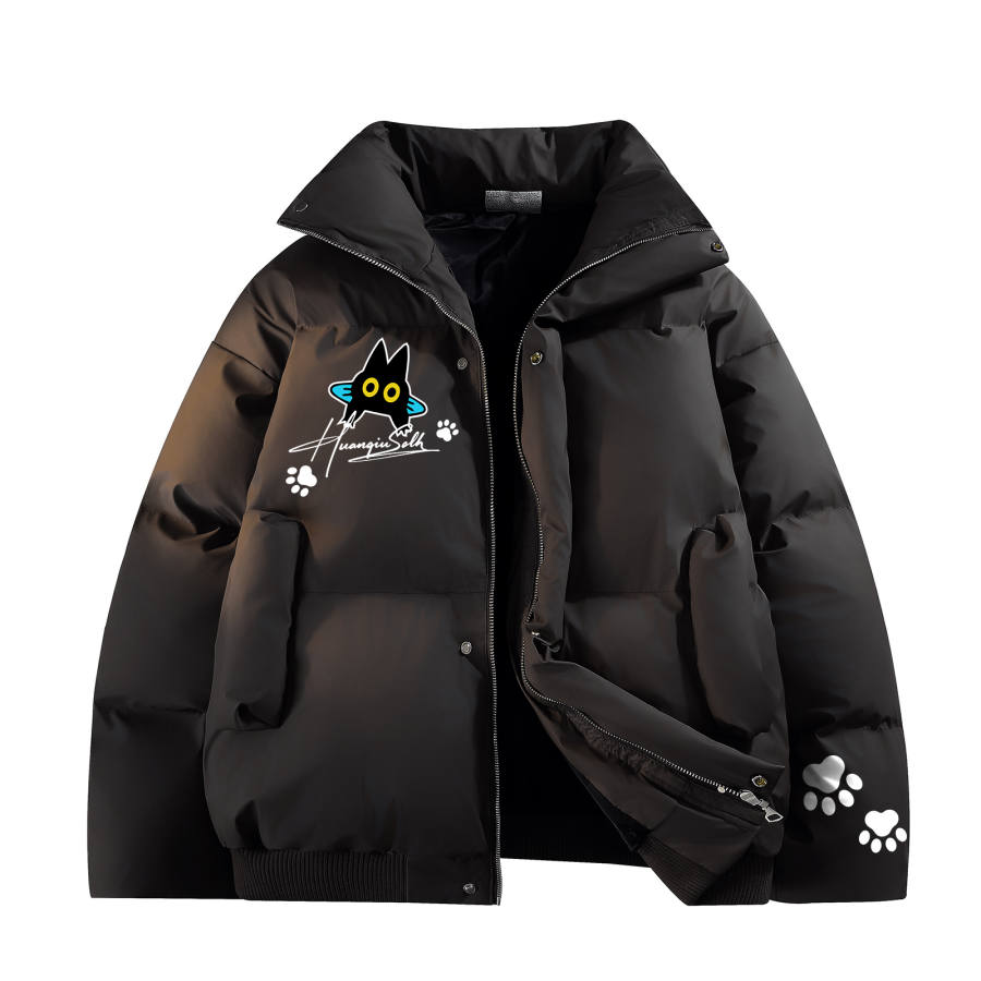 HUANQIU Puffer Jackets Unisex Stand Collar Moderate Padded Puffer Jacket