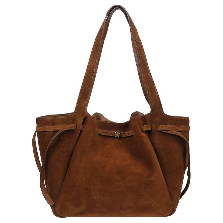 TORY BURCH Romy Suede Shoulder Bag Women's Caramel