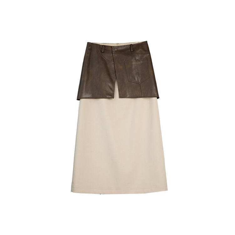ELLE Casual Long Skirts Women's Beige Coffee Moderate Mid Length Other