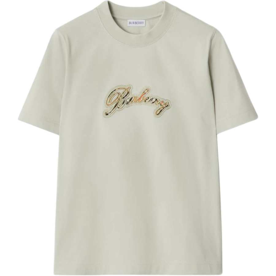Burberry Logo Embroidered Checked Crewneck T-Shirt