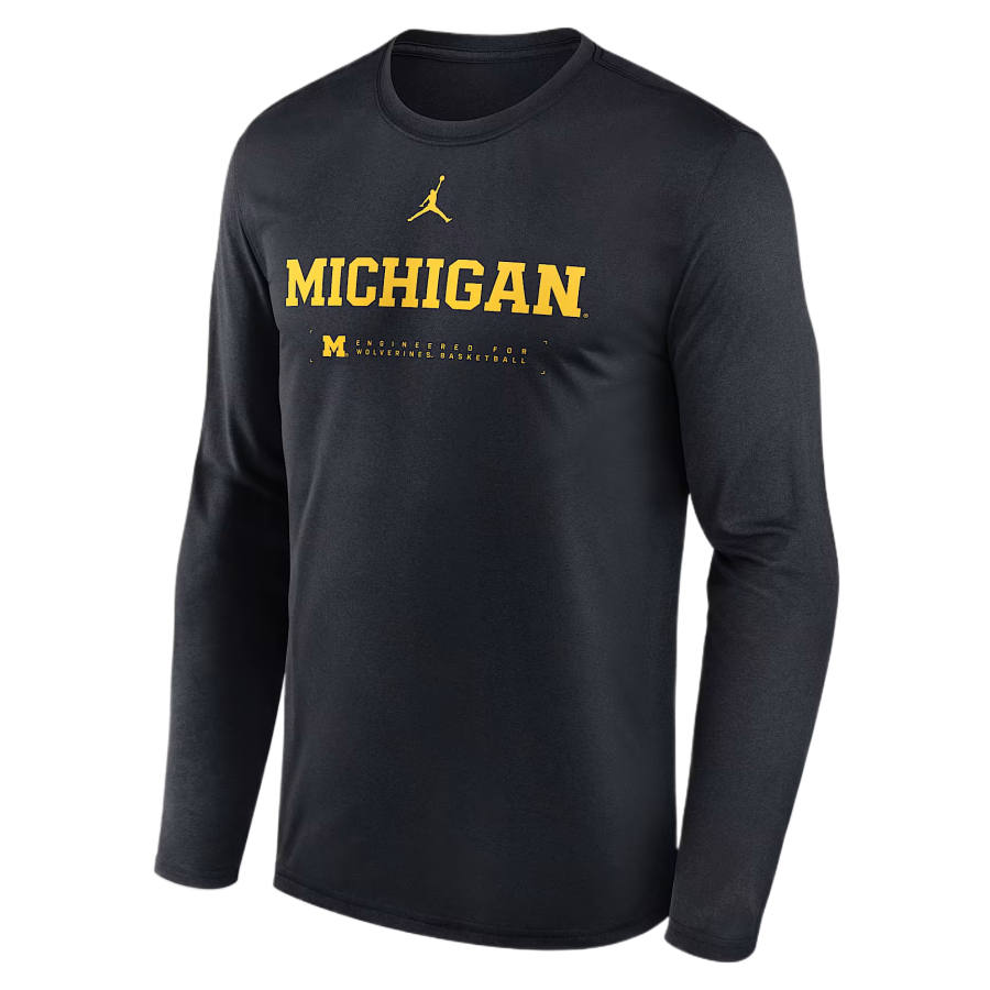 Jordan Jordan Michigan Courtside Basketball Shootaround Legend Men's Jordan Brand Dri-FIT College Long-Sleeve T-Shirt