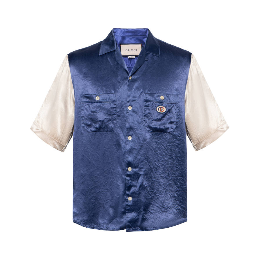 GUCCI Shirts Men's Blue Lapel Moderate Other