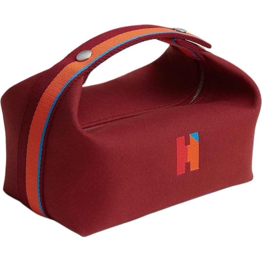HERMES Bride a Brac Cotton Canvas Travel Storage Bag Women's 55 Rouge H Hermes Red