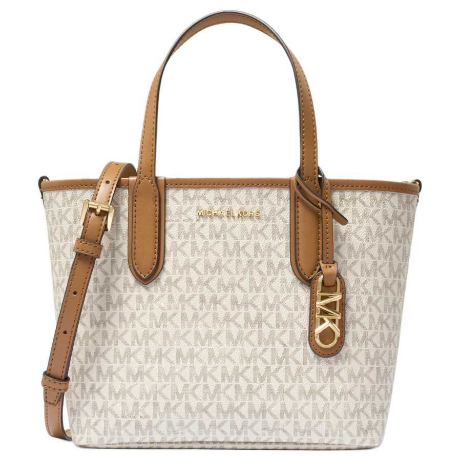 MICHAEL KORS Eliza Artificial Leather Handbag Mini Women's Vanilla White & Acorn Brown