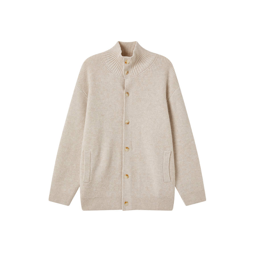 CHINISM Sweaters Men's Stand Collar Moderate Cardigan