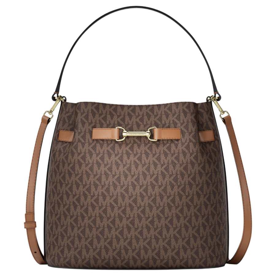 MICHAEL KORS Carson Artificial Leather Handbag Medium Women's Dark Brown/Acorn Brown