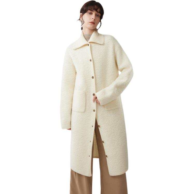 ELLE Sweaters Women's Ecru Lapel Moderate Cardigan