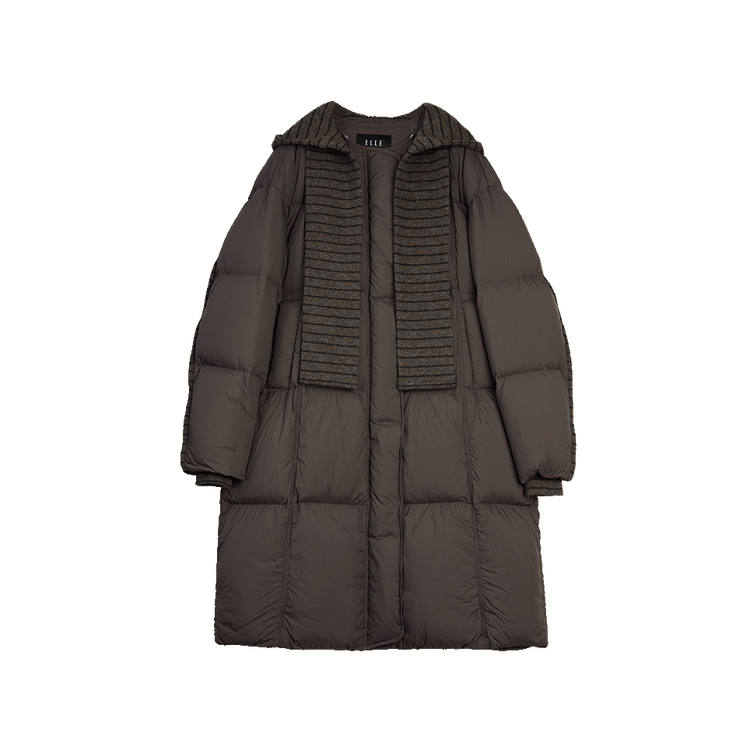 ELLE ELLE Down Jackets Women's Coffee Hooded Thickened