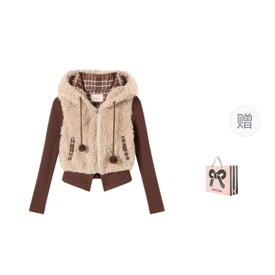 FABRIC PIG Velvet Jackets Women's Hooded Moderate