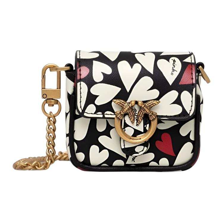 PINKO Cow Leather Shoulder Bag, Crossbody Bag Mini Women's Multicolor