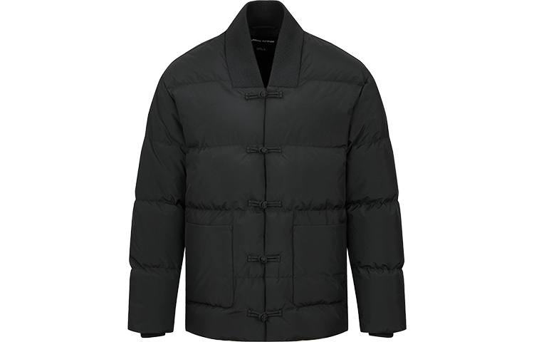 URBAN REVIVO Down Jackets Men's Black Baseball Collar Thickened
