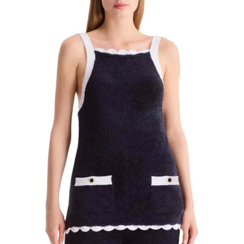 CHANEL Tank Tops Women's Marine Blue Square Collar Moderate Other