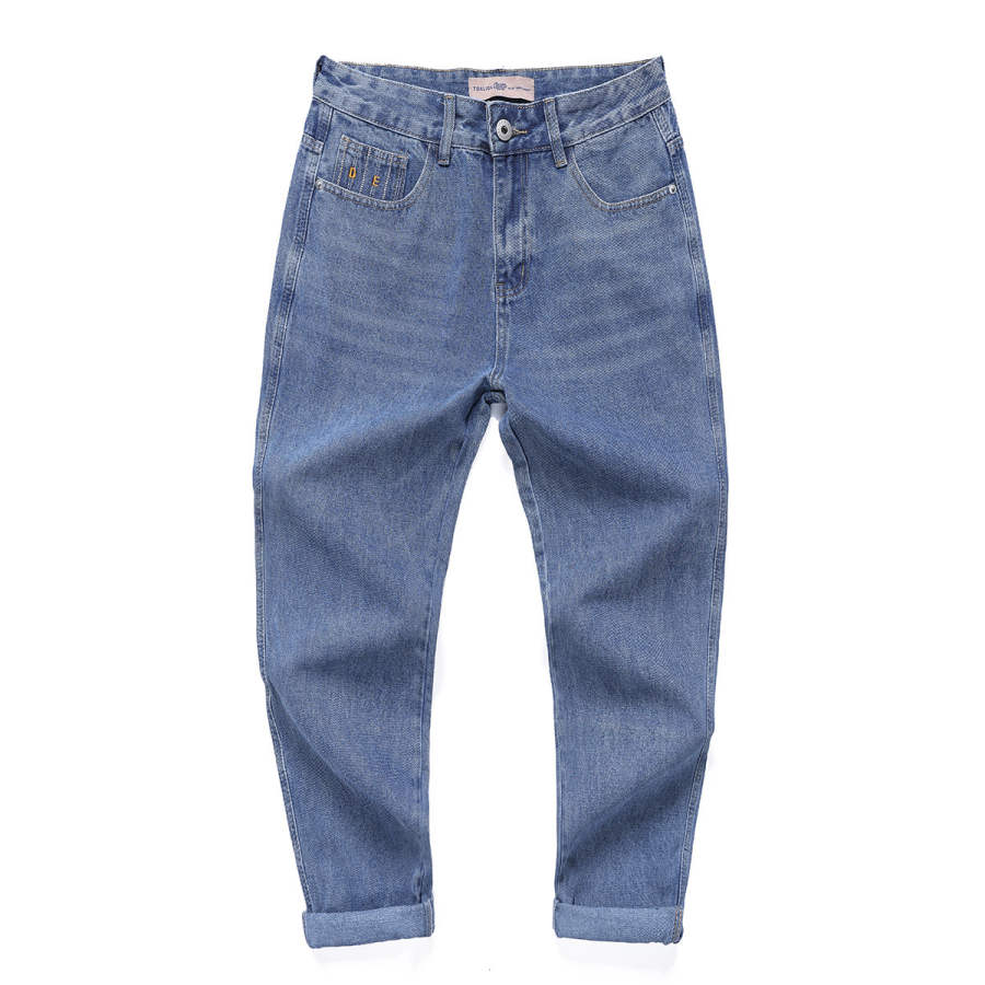 Tonlion Jeans Unisex Light Blue Moderate Straight Fit Pants