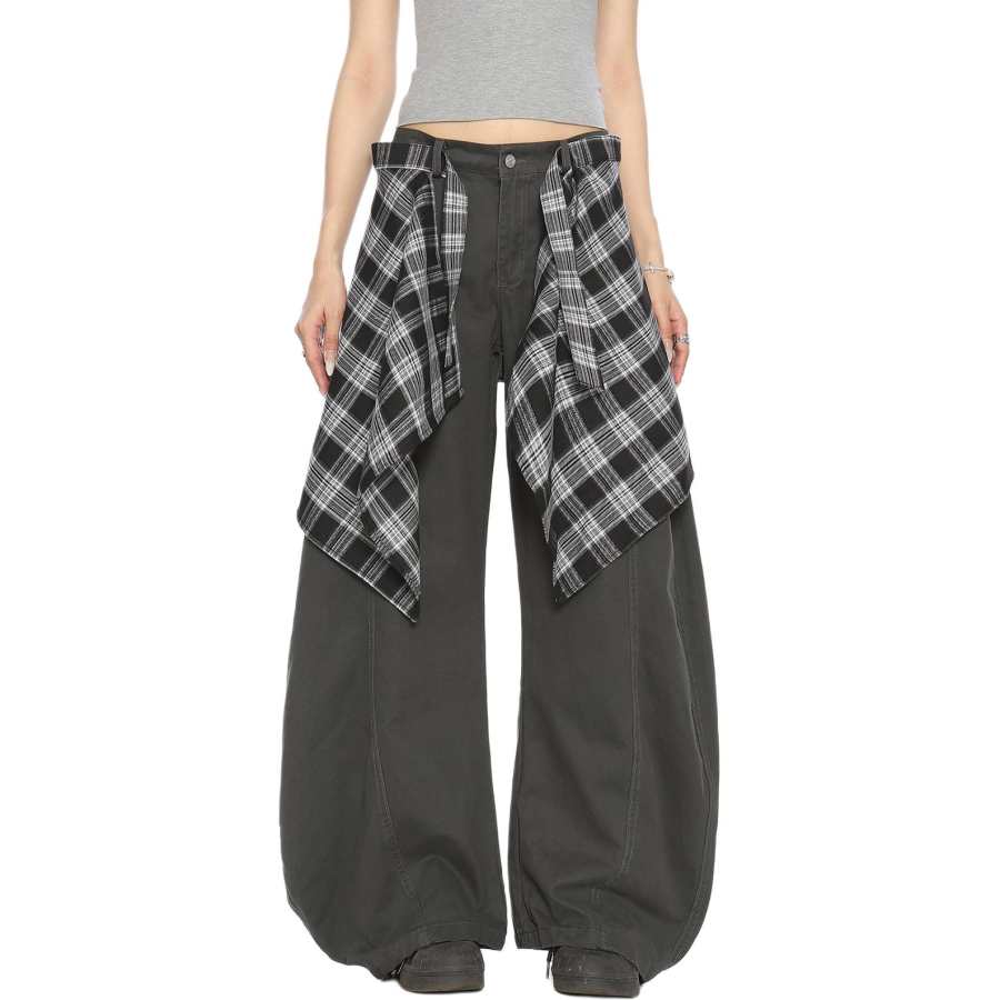 NEVER RULE Casual Pants Unisex Moderate Wide Leg Pants