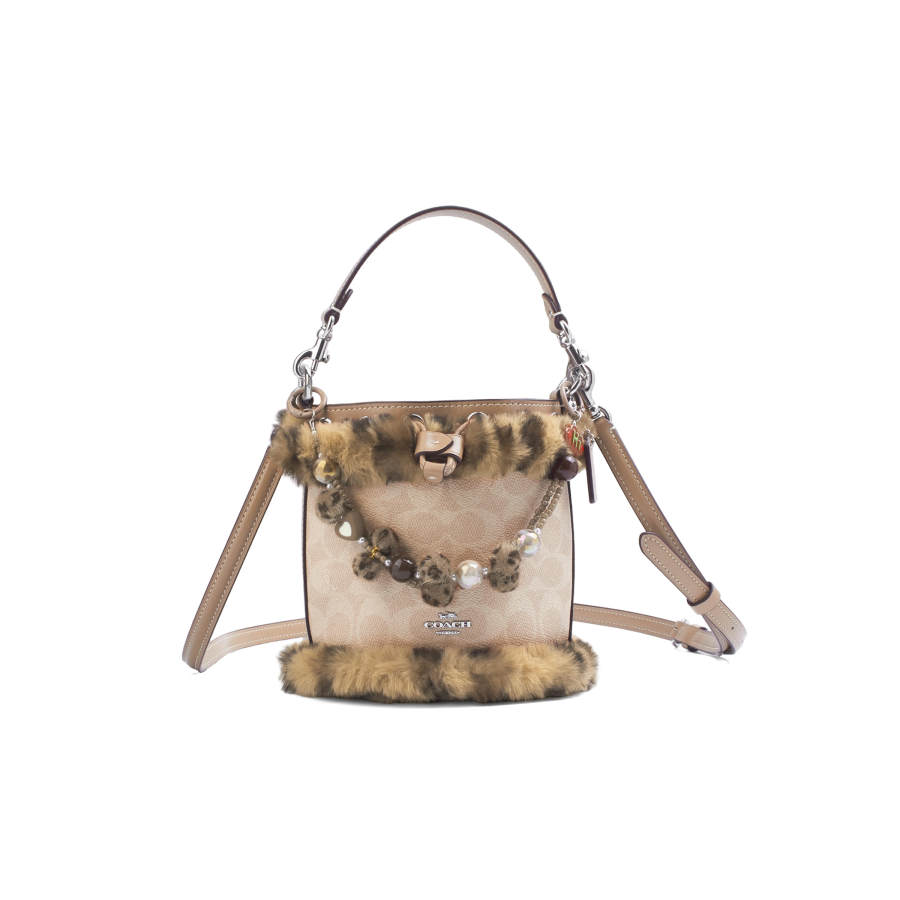 COACH Dempsey Artificial Leather Handbag Mini Women's Light Khaki