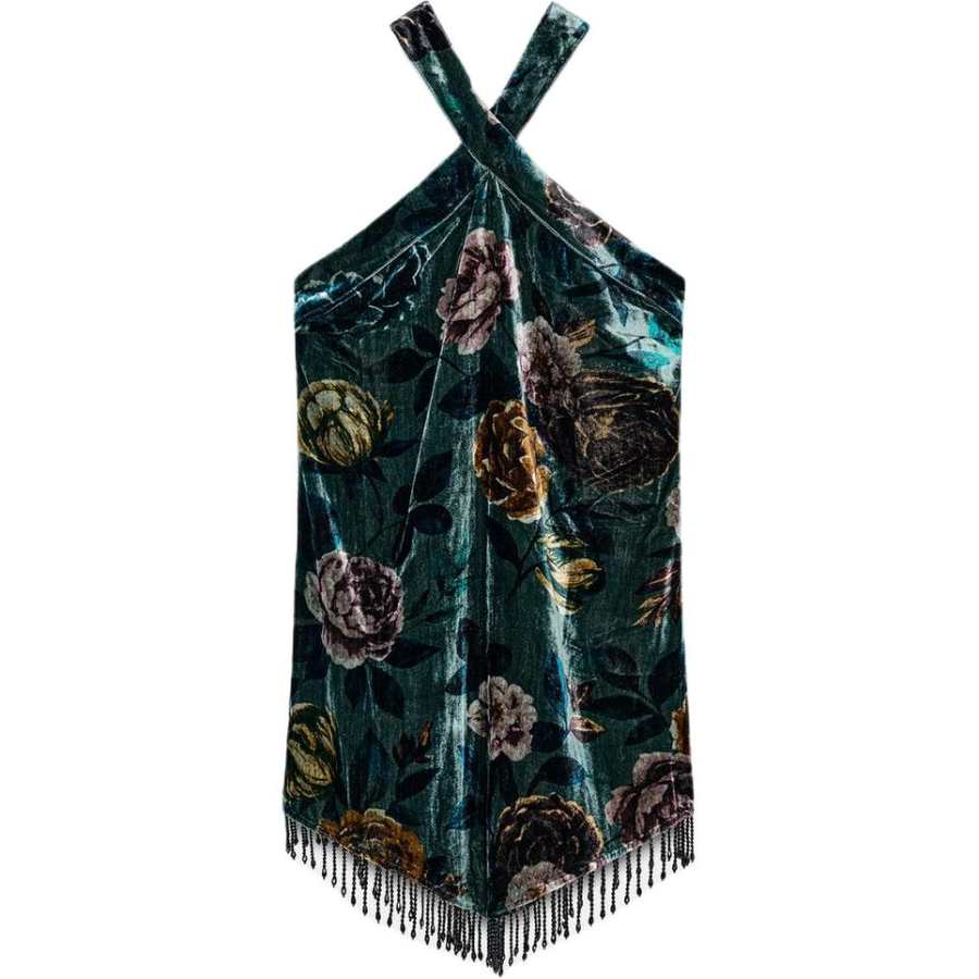 ZARA Sleeveless Dresses Women's Dark Green Moderate Short Skirt
