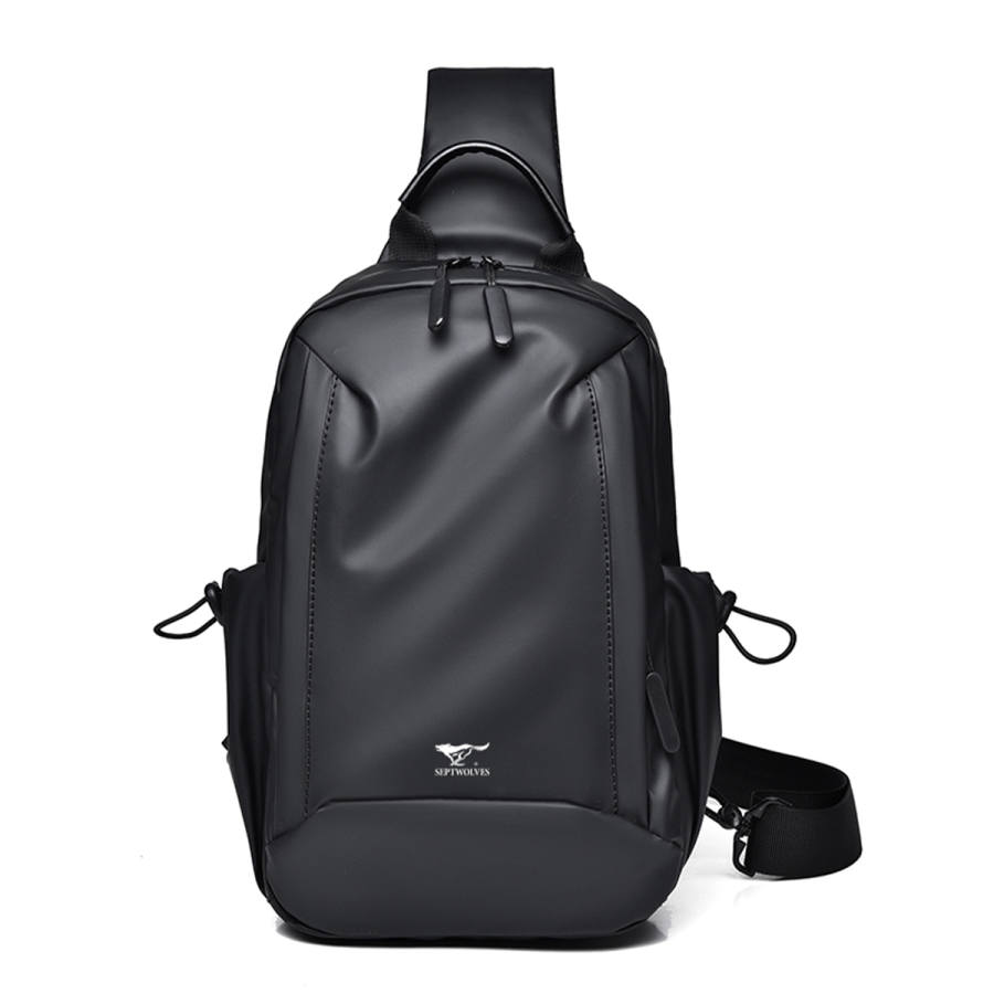 SEPTWOLVES SEPTWOLVES Synthetic Leather Sling Bag Regular Men's Black Gray