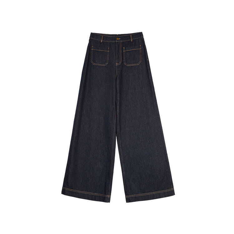 ELLE Jeans Women's Denim Black Thickened Straight Fit Pants