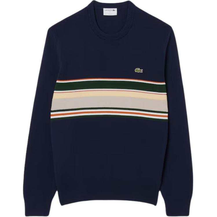 LACOSTE Lacoste textured-stripes logo-embroidered sweater